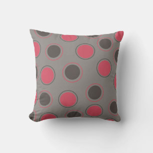 Röda och svarta cirklar på Grått MOJO Pillow Kudde