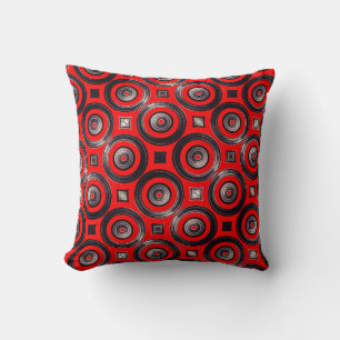 Röda och svarta cirklar Pillow Kudde