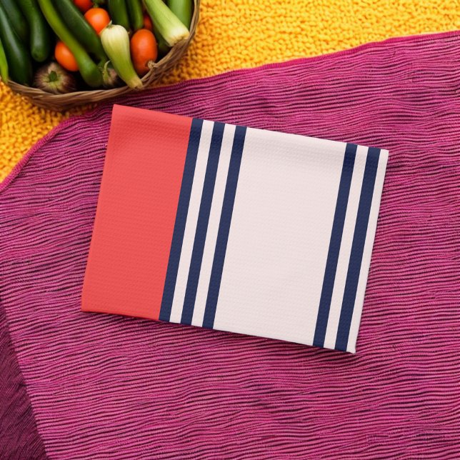Röda och svarta enhetliga ränder kökshandduk (Kitchen Towel)