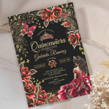 Röda och svarta gyllene tiara rosor Quinceañera