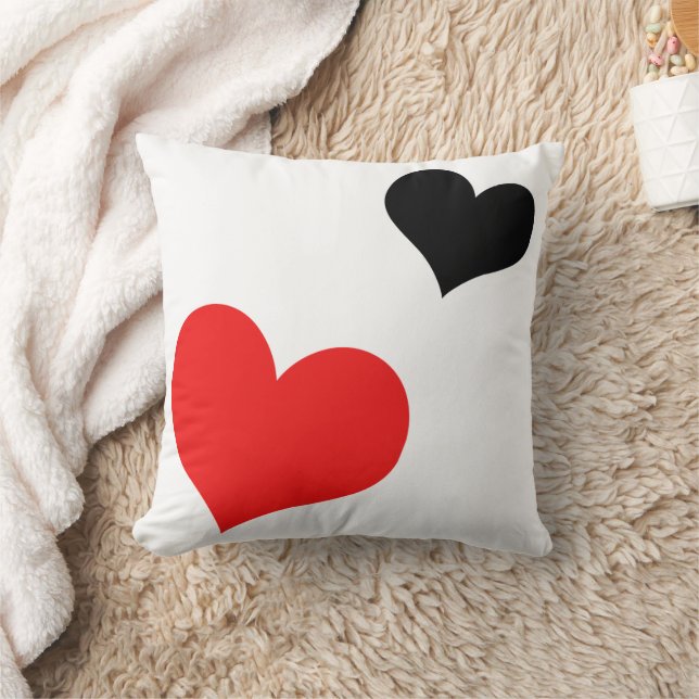 Röda och svarta hjärtan kudde (Filt)