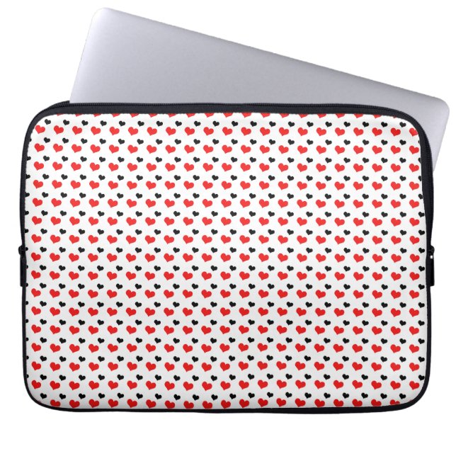 Röda och svarta hjärtan laptop fodral (Framsidan)