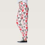 Röda och svarta hjärtans hjärtan Mönster Leggings<br><div class="desc">Röda och svarta Alla hjärtans hjärtan, sömlös mönster på vit bakgrund.</div>