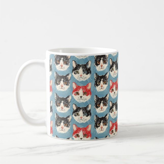 Röda och Svarta katter Mönster Kaffemugg (Vänster)