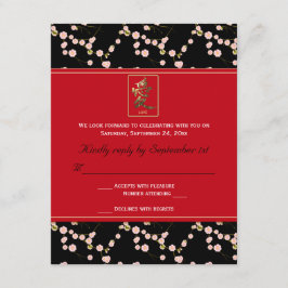 Röda och svarta körsbärsblommor RSVP-kort OSA Kort