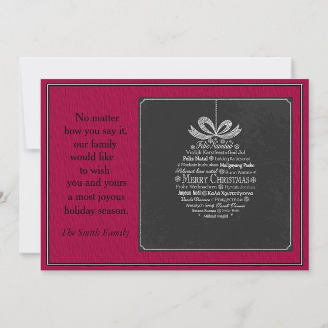 Röda och svarta Namnen i julens Värld runt Julkort (Framsida)