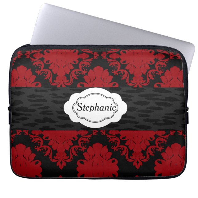 Röda och svarta Personligen Laptop sleeve (Framsidan)