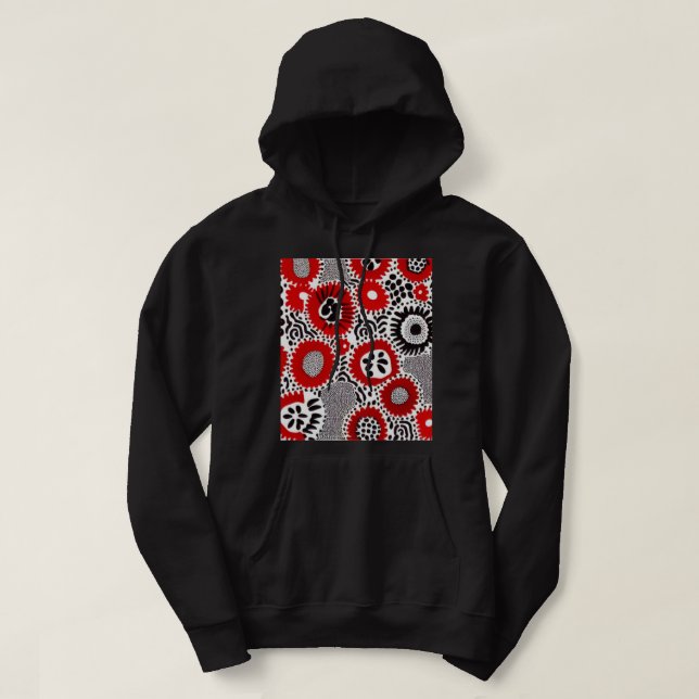 Röda och svarta prickar hoodie (Design framsida)
