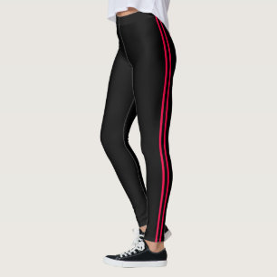 Röda och svarta, rand, atletiska legeringar leggings