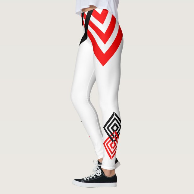 Röda och svarta ränder leggings (Vänster)