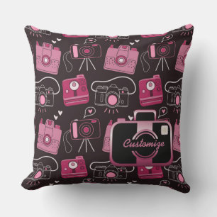 Röda och svarta slutaren Kryp Retro-kameror Pillow Utomhuskudde