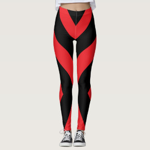 Röda och svarta strimlade skinn av Rand Leggings