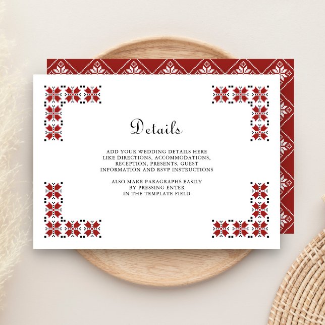 Röda och svarta ukrainska broderier Bröllopsdetalj Tilläggskort (Skapare uppladdad)