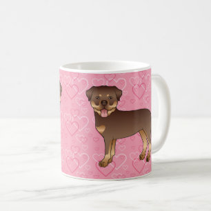 Röda och Tan Rottweilerhundar på rosa hjärtan Kaffemugg