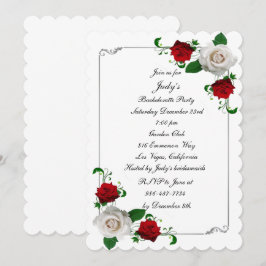 Röda och Vit ros-julet Bachelorette Party Inbjudningar