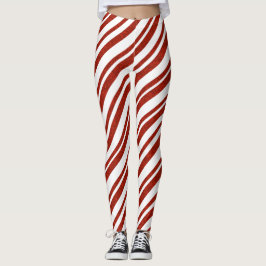 Röda och vita baljväxter i Candy cane Leggings