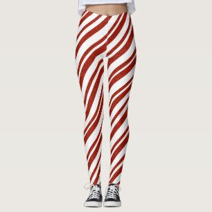 Röda och vita baljväxter i Candy cane Leggings