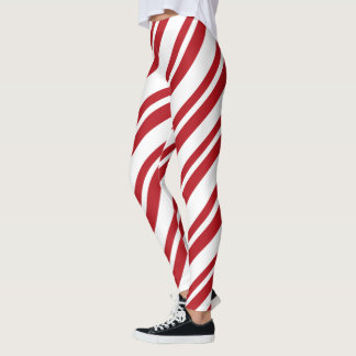 Röda och vita baljväxter i Candy cane Leggings