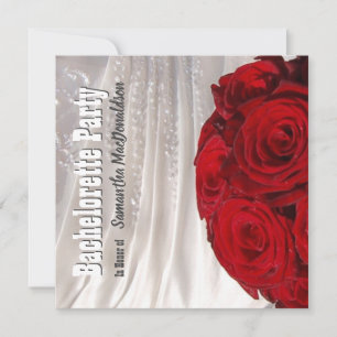 Röda och vita blommigten bröllop-bachelorette-part inbjudningar