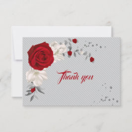 Röda och vita blommor grått löv tack kort