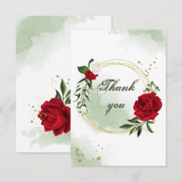 Röda och vita blommor, grönaktig utandning av guld tack kort