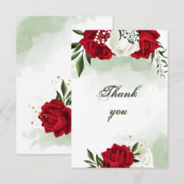 Röda och vita blommor, grönska tack kort