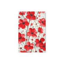 Röda och vita blommor Impasto Väggkonst