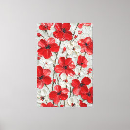 Röda och vita blommor Impasto Väggkonst Canvastryck