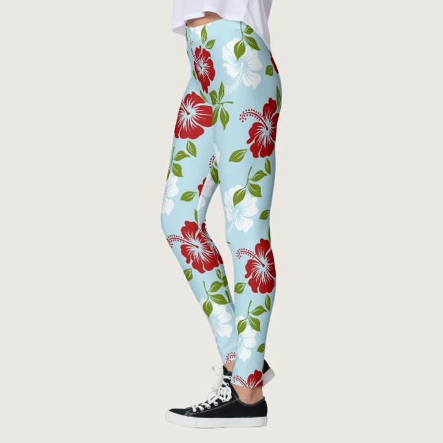 Röda och vita blommor leggings (Vänster)