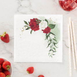 Röda och vita blommor pappersservett