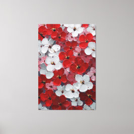 Röda och vita blomster Impasto Väggkonst Canvastryck