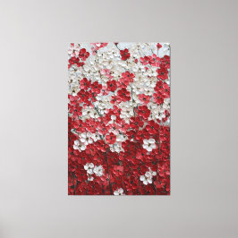 Röda och vita blomster Impasto Väggkonst Canvastryck