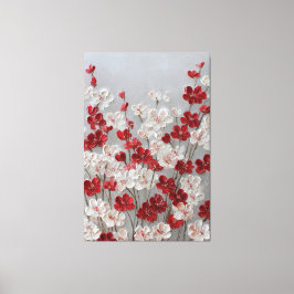 Röda och vita blomster Impasto Väggkonst Canvastryck
