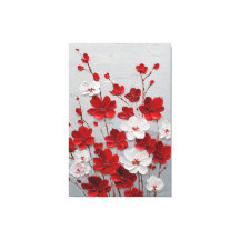 Röda och vita blomster Impasto Väggkonst