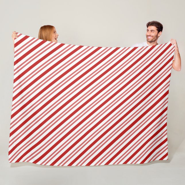 Röda och vita Candy cane Fleecefilt (På plats)
