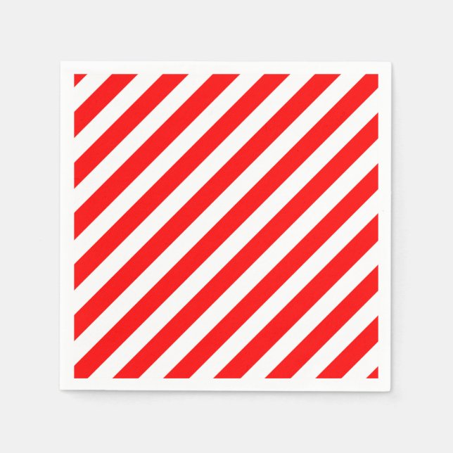 Röda och vita Candy cane Rand Pappra blöjor Pappersservett (Framsidan)