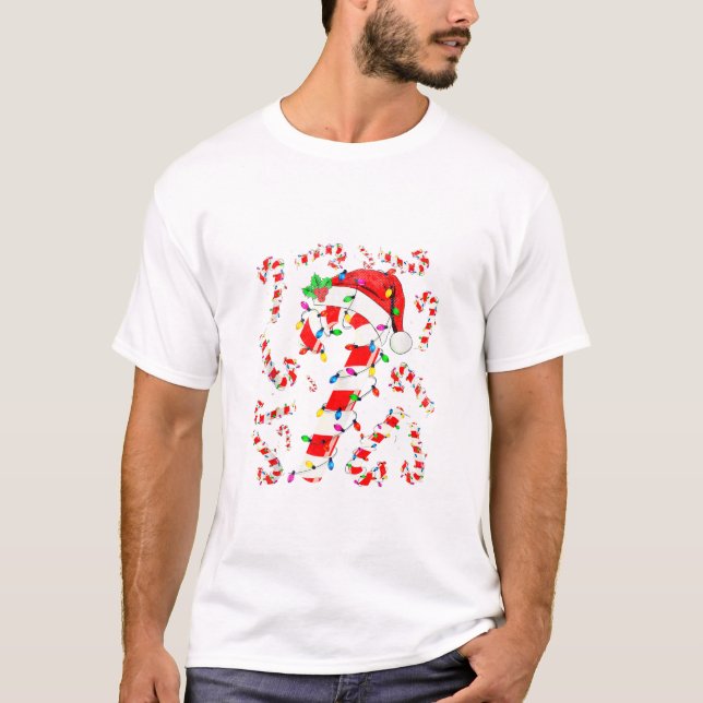 Röda och vita Candy cane T Shirt (Framsida)