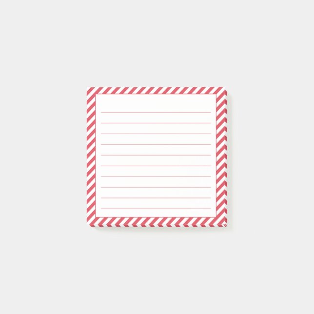 Röda och vita diagonalanteckningar med Rand Post-it Block (Framsida)