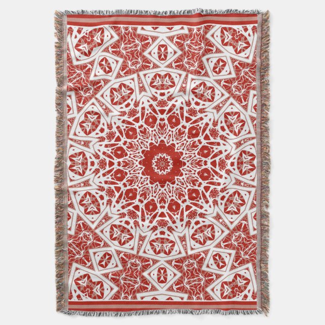 Röda och vita, etniska bandana filt (Framsidan Vertikal)
