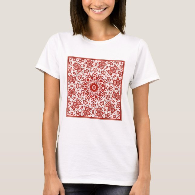 Röda och vita, etniska bandana t shirt (Framsida)