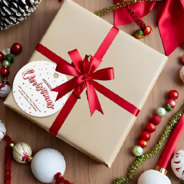 Röda och vita färgstarka stjärnor Enkel jul Gåvor Etiketter