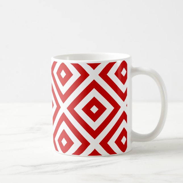 Röda och vita farmorsrutor kaffemugg (Höger)