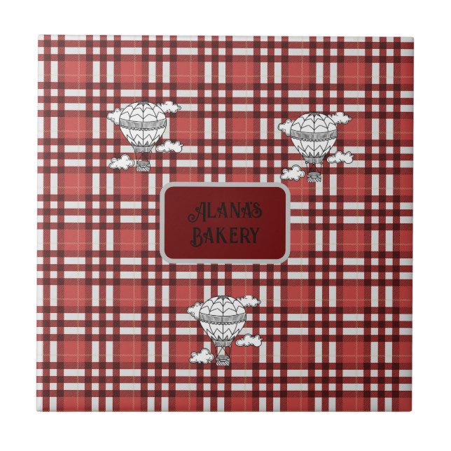 Röda och vita fläckar kakelplatta (Framsidan)