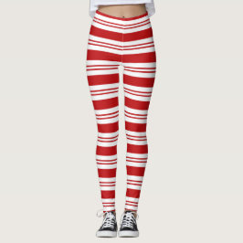 Röda och vita fläckiga baljväxter från candy cane leggings