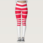 Röda och vita fläckiga Kort Leggings<br><div class="desc">Röd och vit stripe-kort-effekt-baljor med nautisk vib.</div>