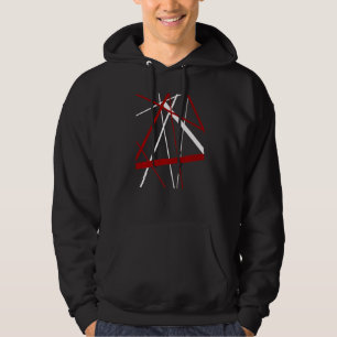 Röda och vita geometriska ränder utskurna mönster hoodie