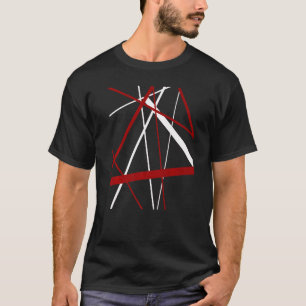 Röda och vita geometriska remsor utklippta Mönster T Shirt