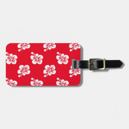 Röda och vita hibiskus blomster bagagebricka