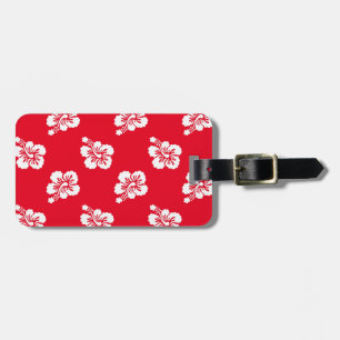 Röda och vita hibiskus blomster bagagebricka