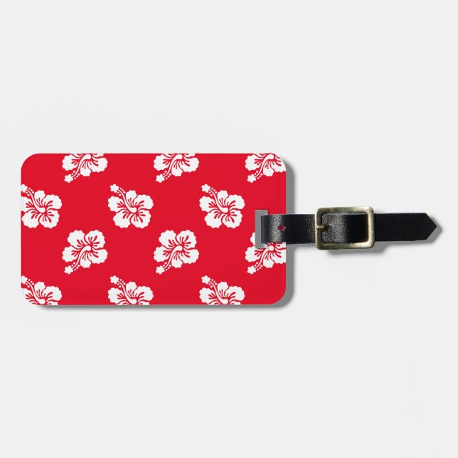 Röda och vita hibiskus blomster bagagebricka (Horisontell Framsida)